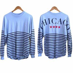 Spirit Jersey Brand Men's Chicago Contrasting Blue Stripe Long Sleeve Size Small